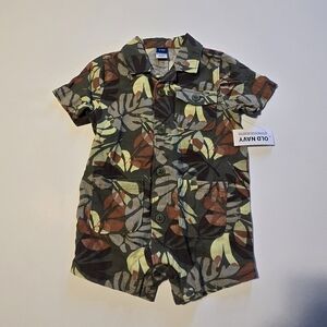 Old Navy Baby Boy Leaf Print Short Romper One Piece